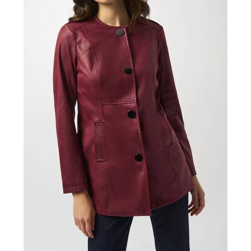NEW JOSEPH RIBKOFF long sleeve faux suede jacket in merlot